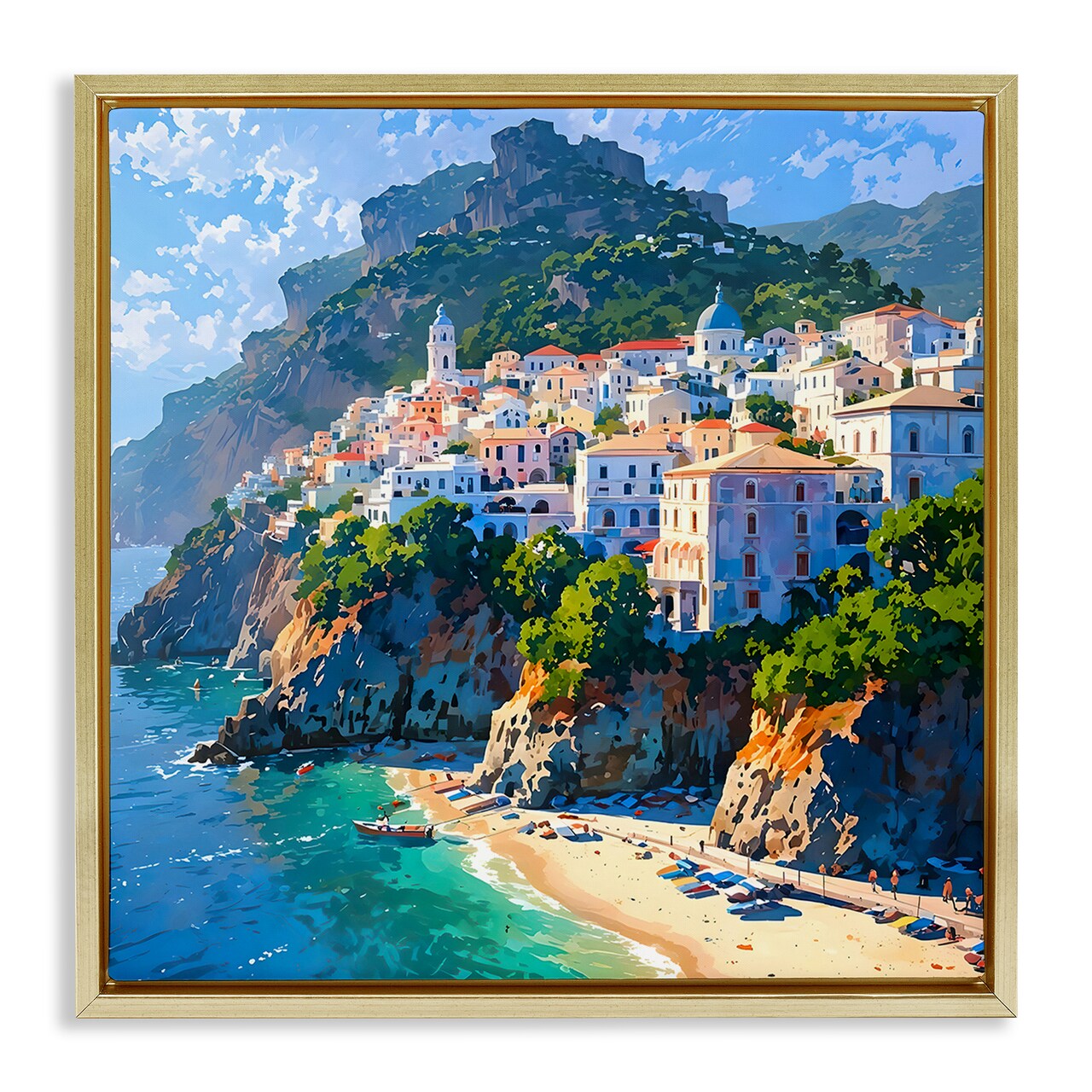 Stupell Industries Seaside Town's Beach View Floating Frame, design by LSR Creative Studio